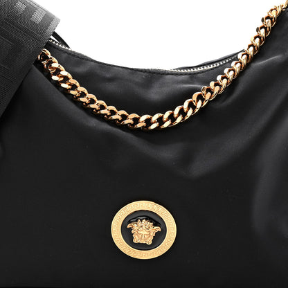 Versace Nylon Tribute Chain Crossbody Shoulder Bag Black 8 of 10