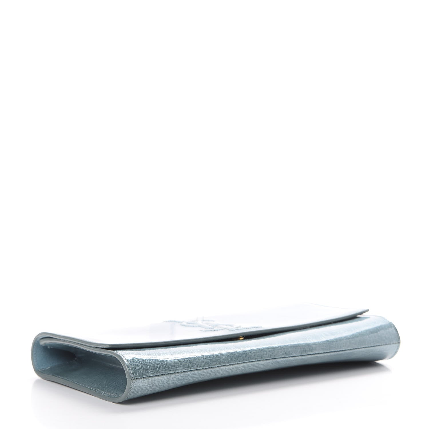 Saint Laurent Textured Patent Large Belle De Jour Clutch Metallic Light Blue 3 of 7