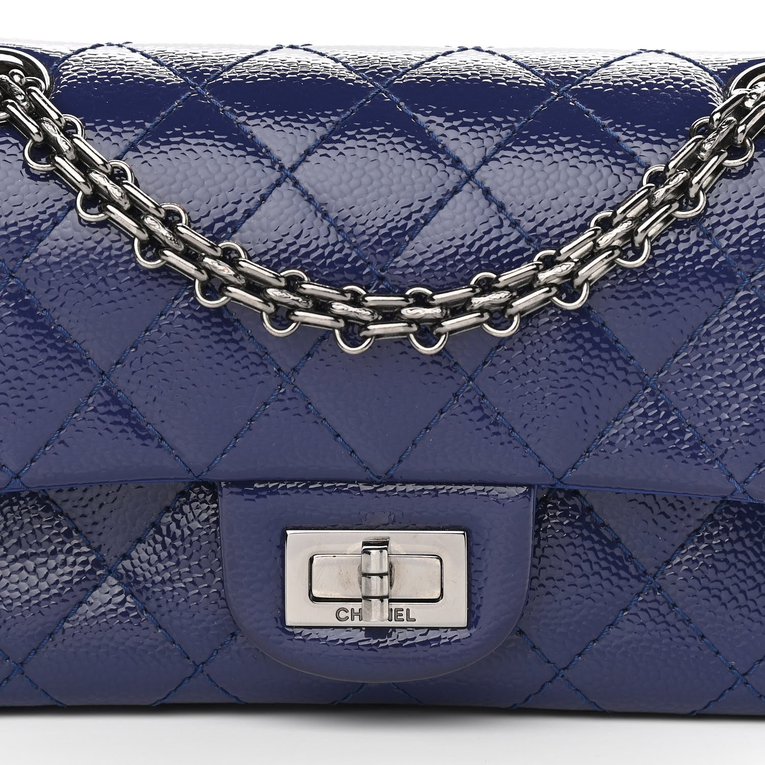 Chanel Caviar Patent 2.55 Reissue Flap 224 Blue 8 of 12