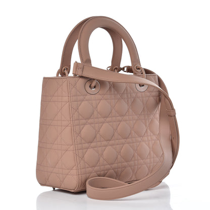 Christian Dior Ultra Matte Calfskin Cannage Medium Lady Dior Beige 3 of 13