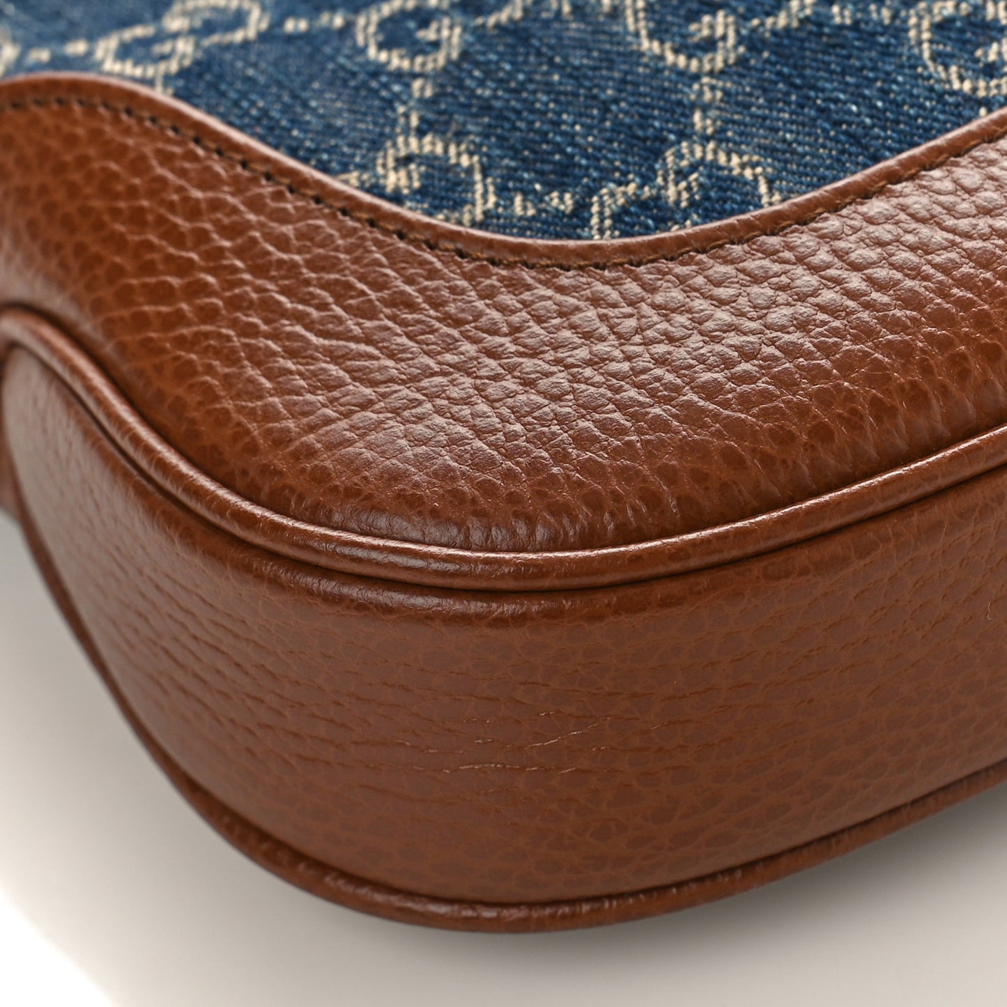 New Denim GG Monogram Calfskin Small Jackie 1961 Hobo Blue Tea Cuir