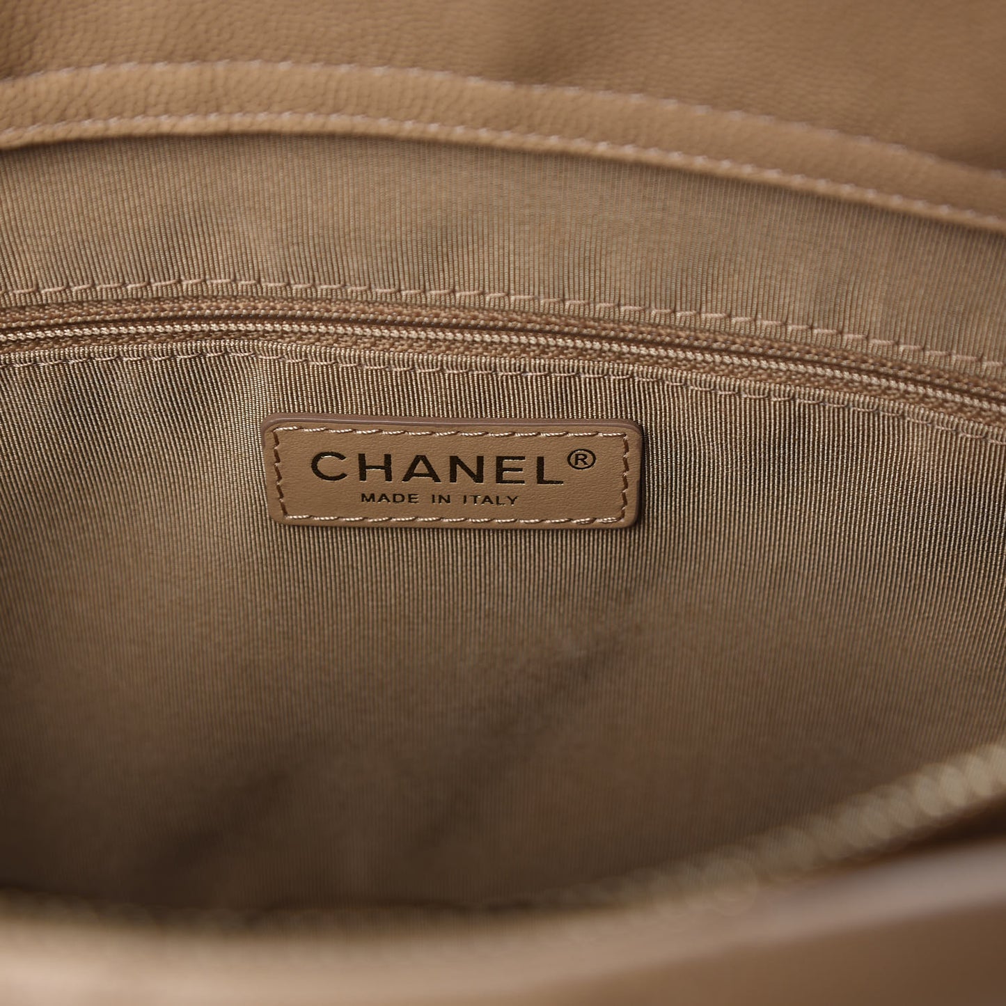 Caviar Quilted Rolled Up Tote Beige