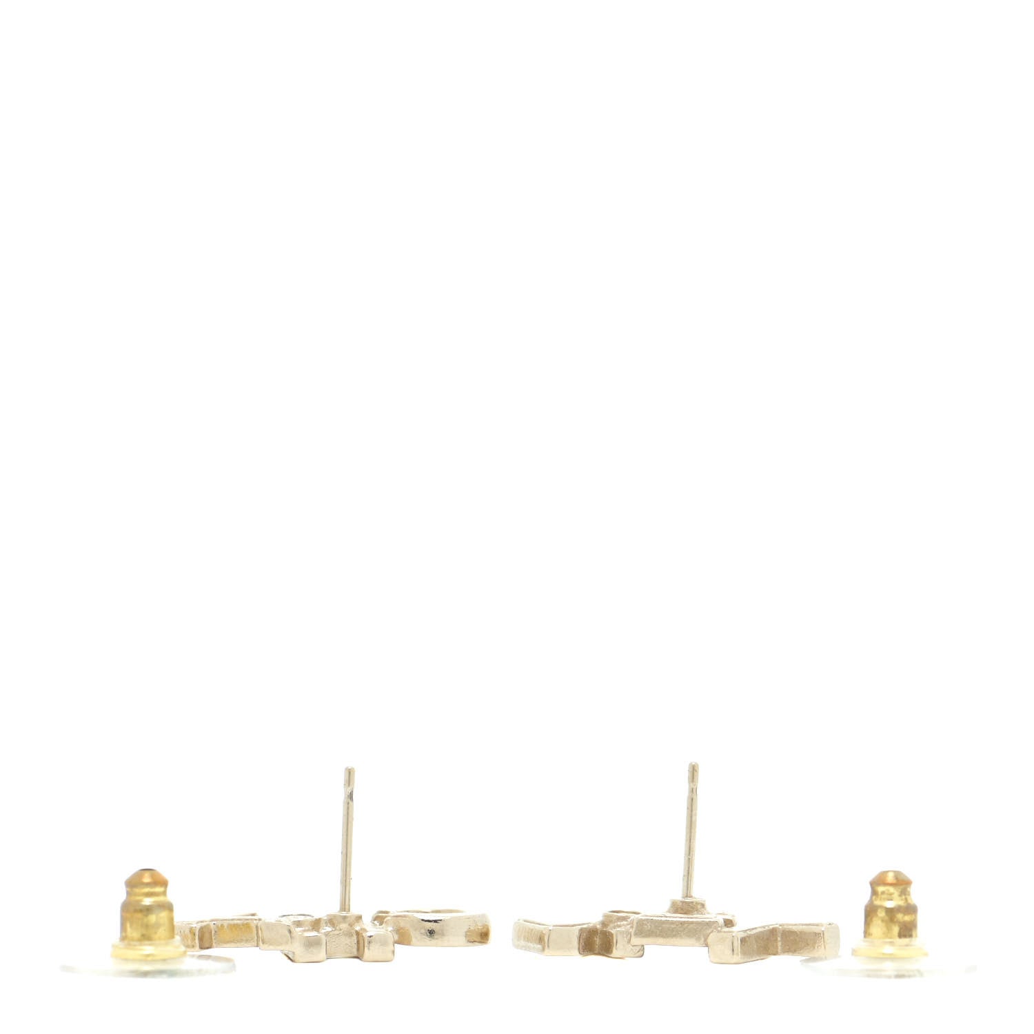 Chanel Crystal Pearl Signature Stud Earrings Gold 3 of 5