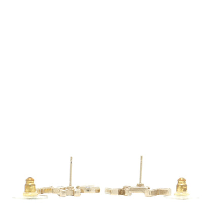 Chanel Crystal Pearl Signature Stud Earrings Gold 3 of 5