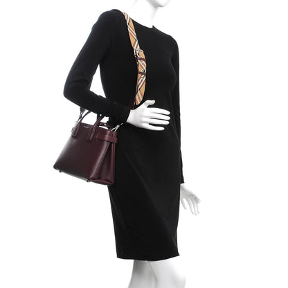 Burberry Grainy Calfskin House Check Small Banner Tote Mahogany Red 2 of 9