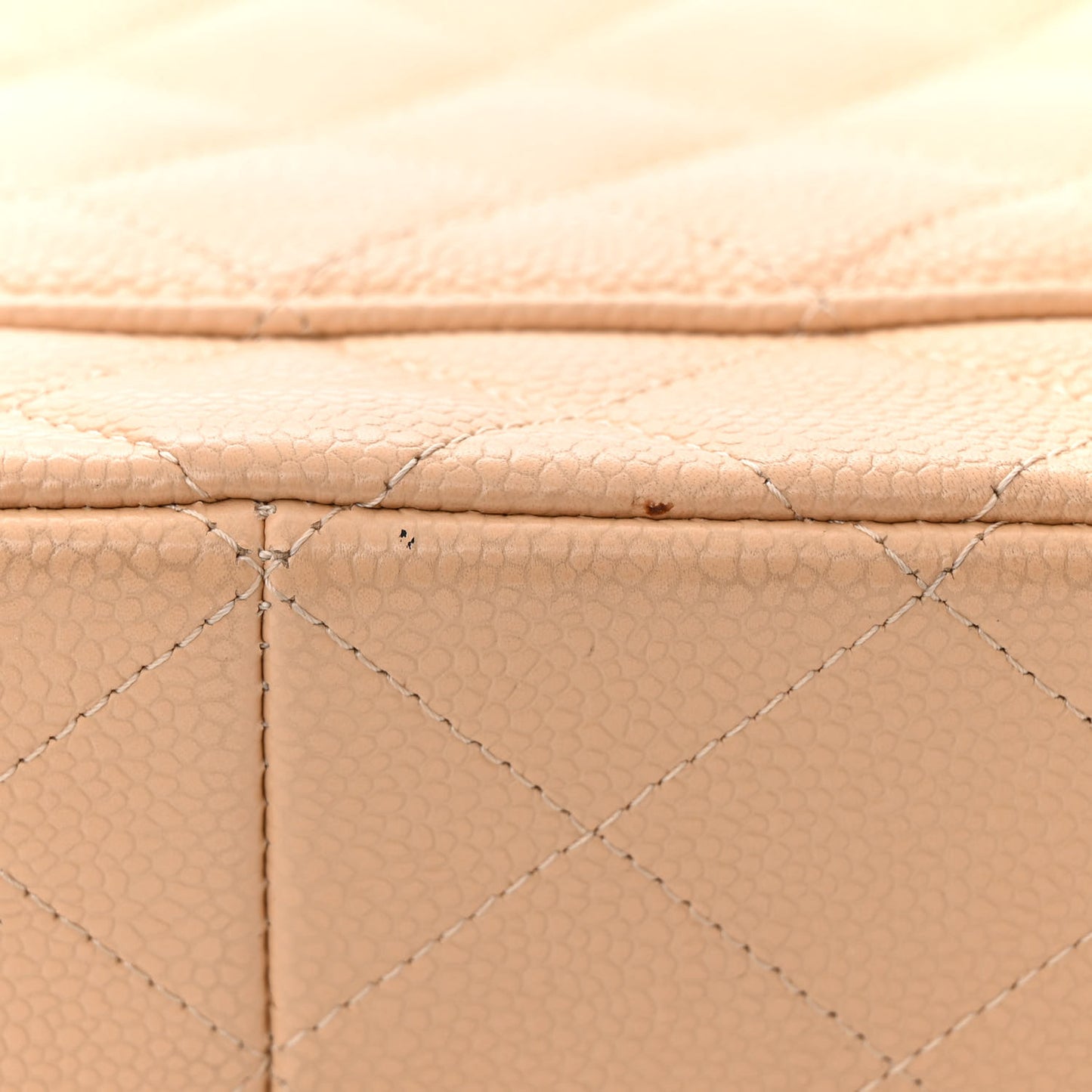 Caviar Quilted Jumbo Double Flap Beige