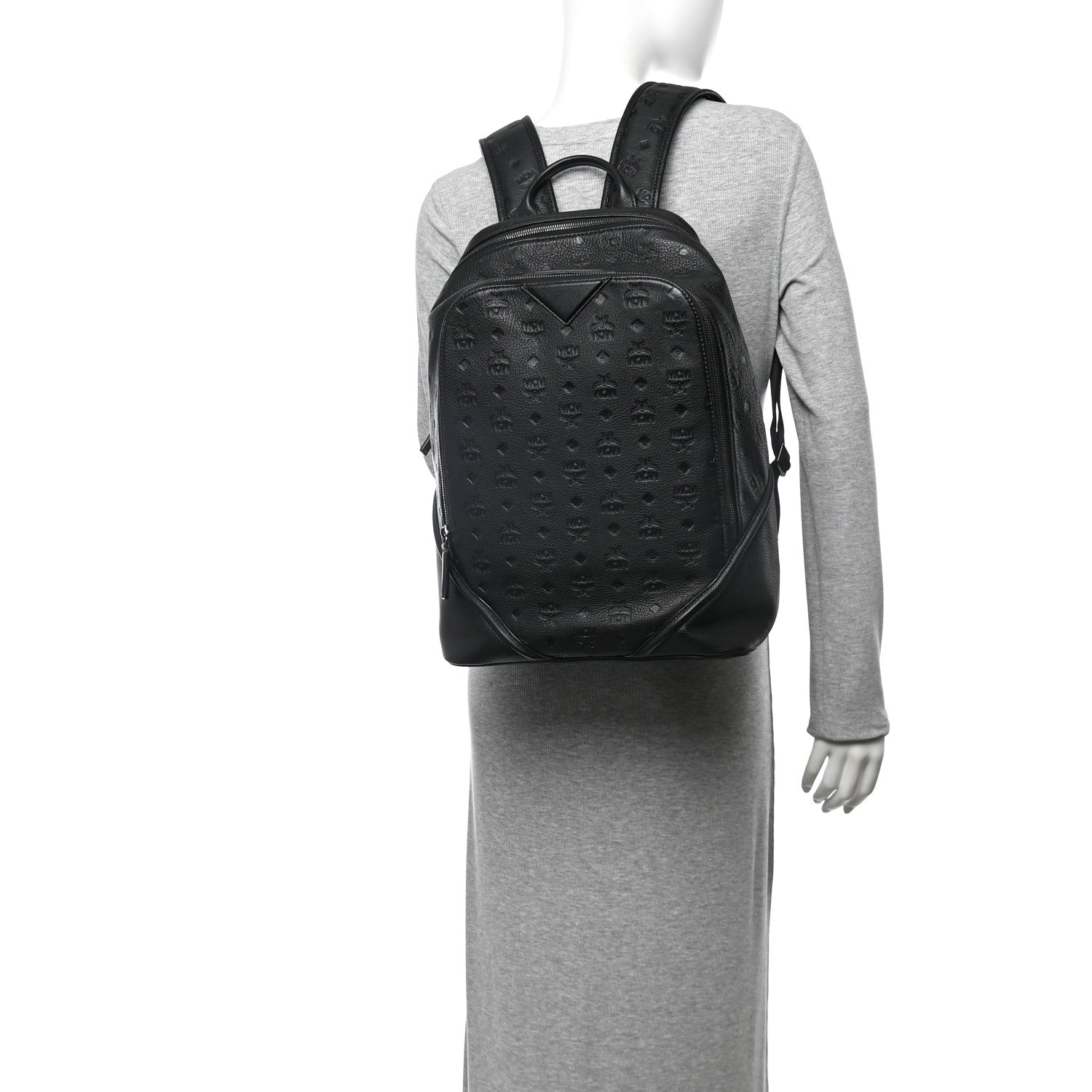 MCM Calfskin Ottomar Monogram Duke Backpack Black 2 of 13