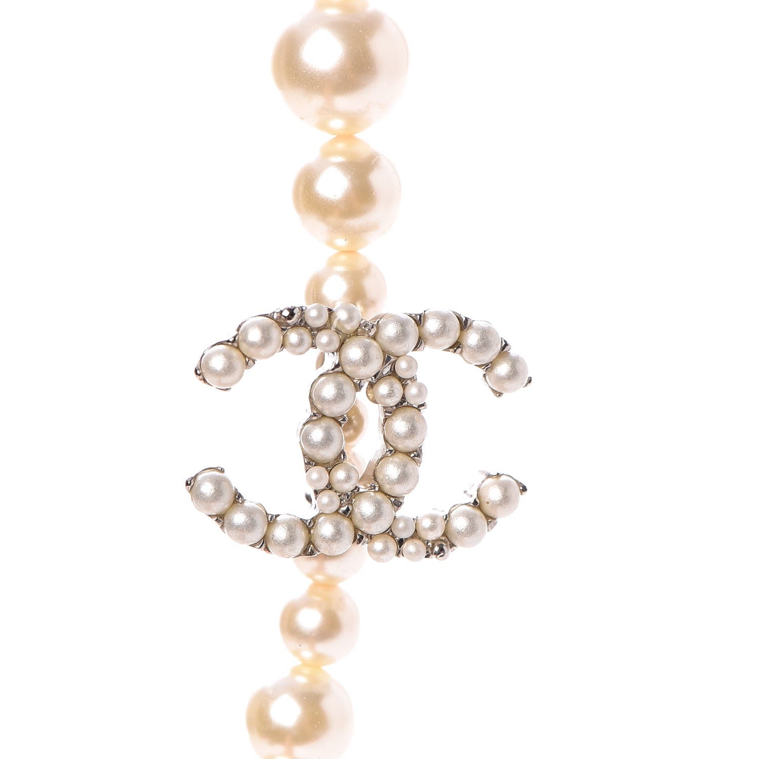 Chanel Pearl Cluster CC Necklace Silver 5 of 7