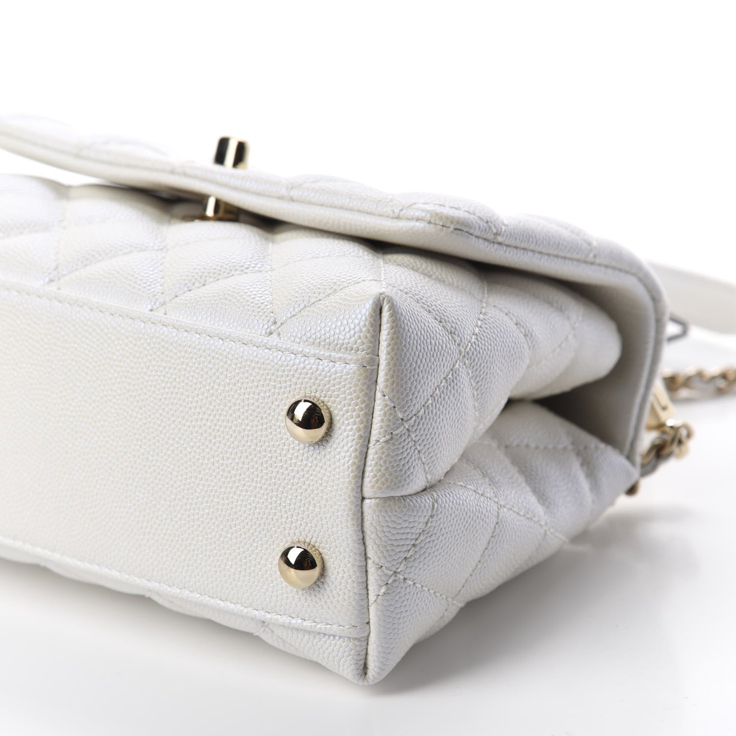 Chanel Iridescent Caviar Quilted Extra Mini Coco Handle Flap Ivory 6 of 10