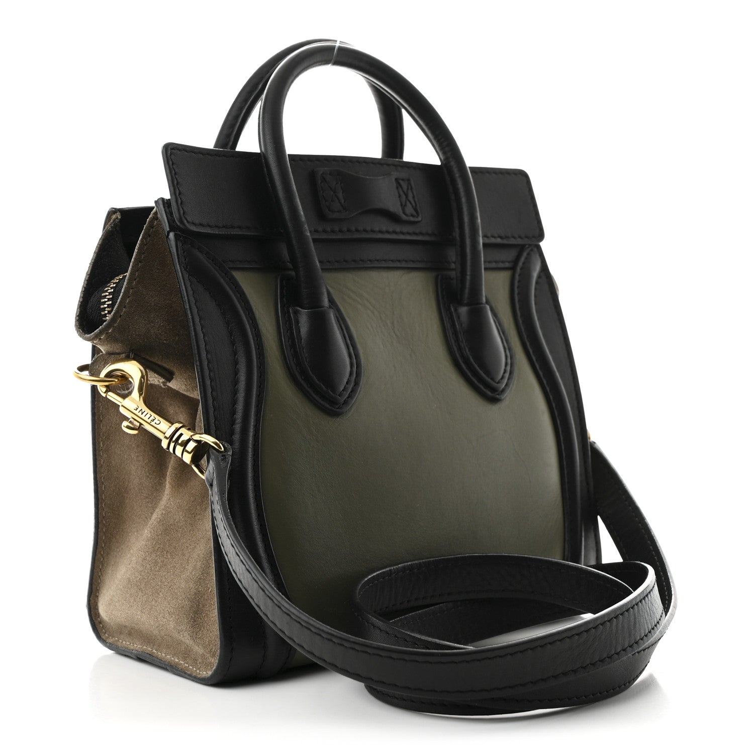 Celine Baby Grained Calfskin Nubuck Nano Tri-Color Luggage Stone 3 of 14