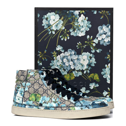 Gucci GG Supreme Monogram Blooms Mens High Top Sneakers 12 Beige Blue 14 of 14