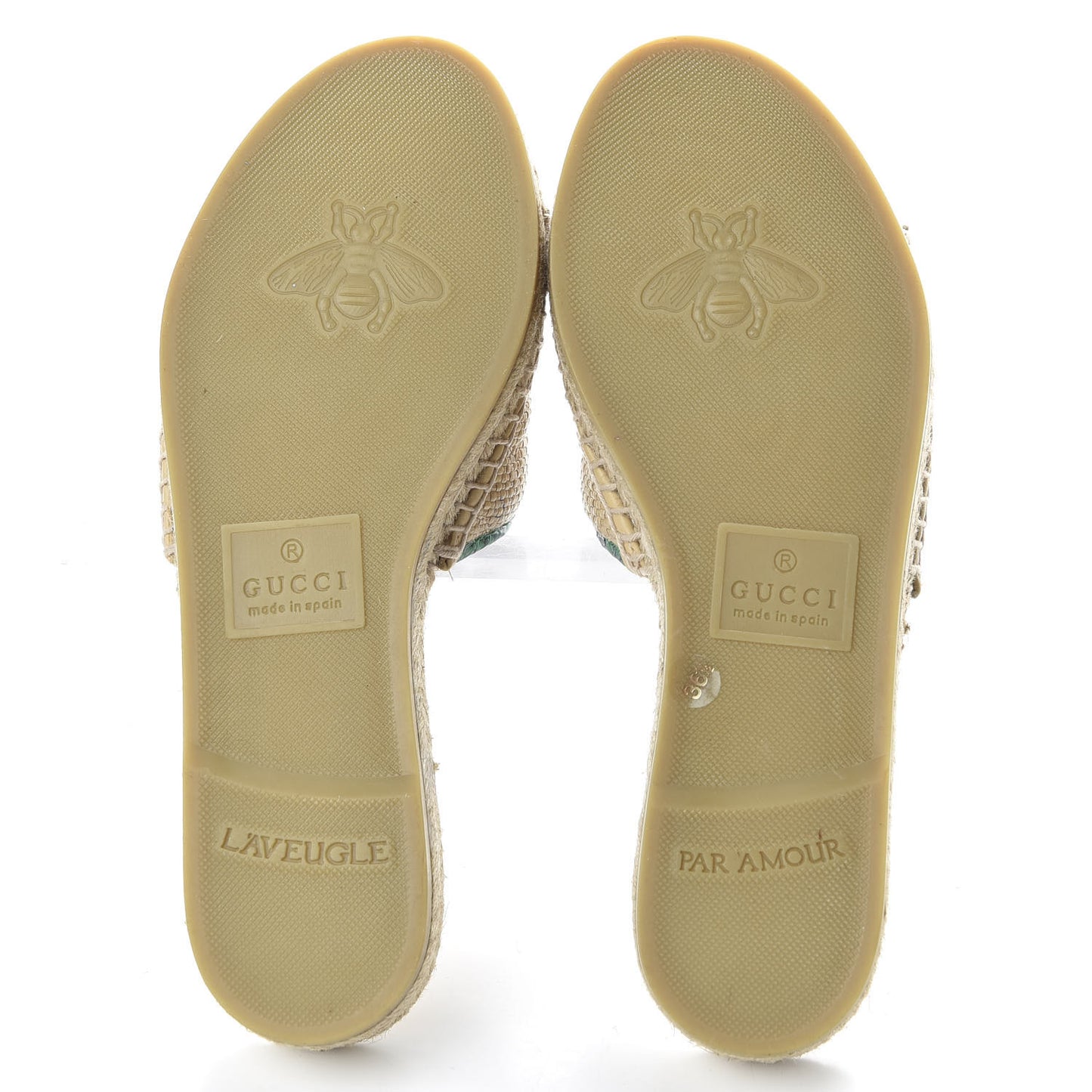 Straw Elaphe Matelasse GG Marmont Espadrille Slide Sandals 36.5 Natural New Shamarock