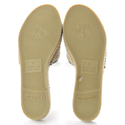Gucci Straw Elaphe Matelasse GG Marmont Espadrille Slide Sandals 36.5 Natural New Shamarock 5 of 10