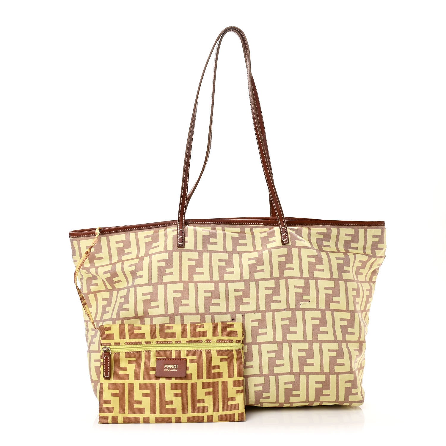 Fendi Canvas Zucca Roll Shopping Tote Tobacco Yellow 1 of 12