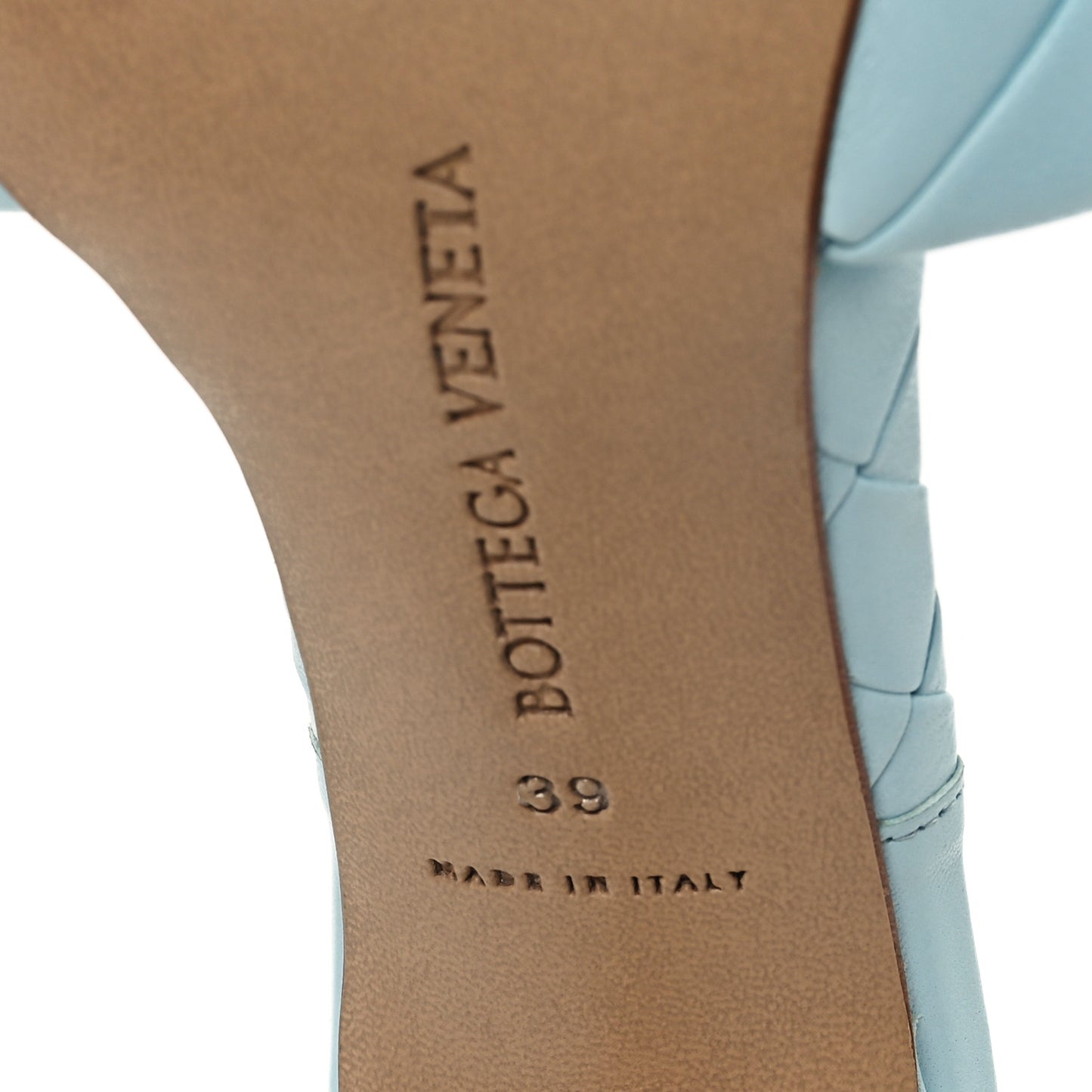 Nappa Maxi Intrecciato Lido Mule Sandals 39 Topazio
