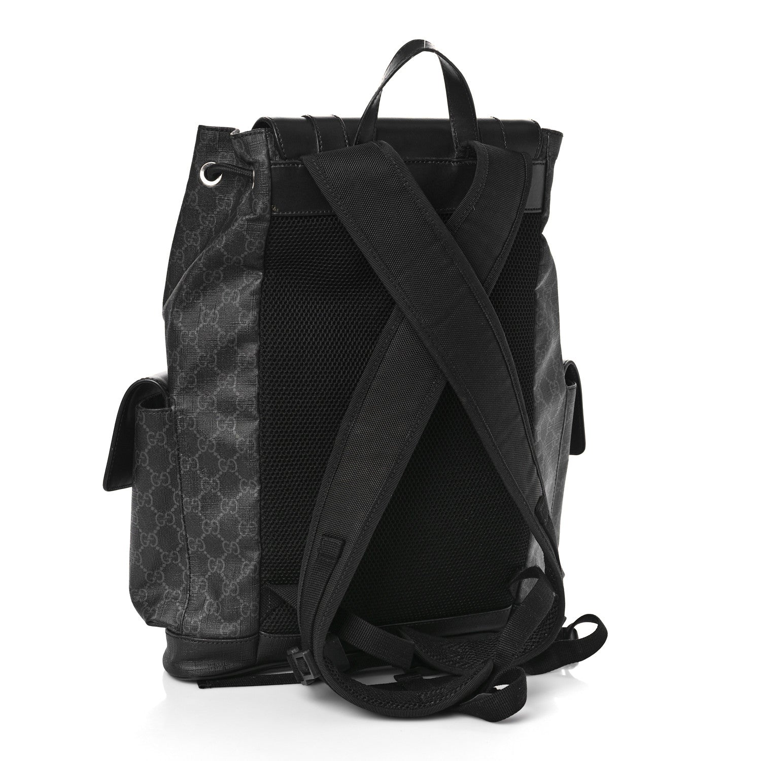 Gucci Soft GG Supreme Monogram Appia Calfskin Web Double Buckle Backpack Black 4 of 11