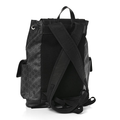 Gucci Soft GG Supreme Monogram Appia Calfskin Web Double Buckle Backpack Black 4 of 11