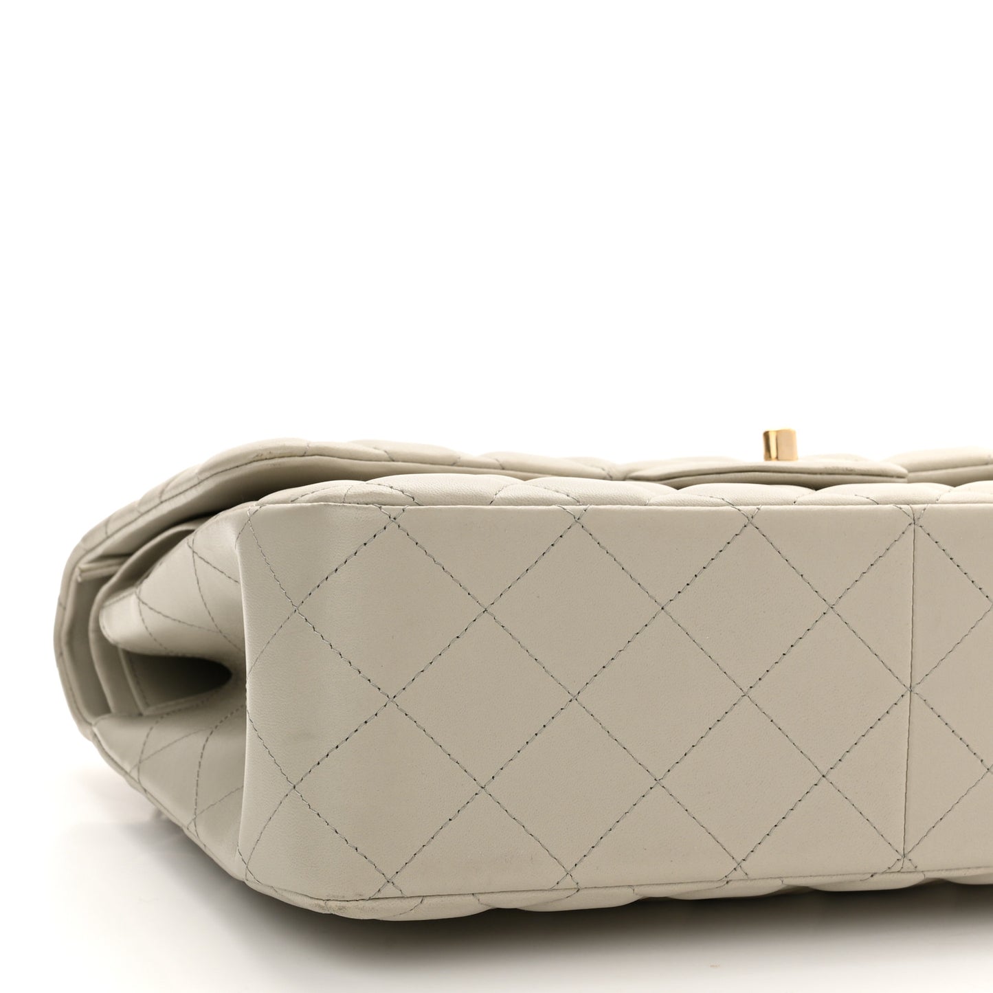 Lambskin Quilted Jumbo Double Flap Grey