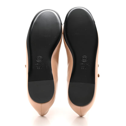 Chanel Lambskin Grosgrain Pearl Mary Jane Flats 38.5 Beige Black 5 of 9