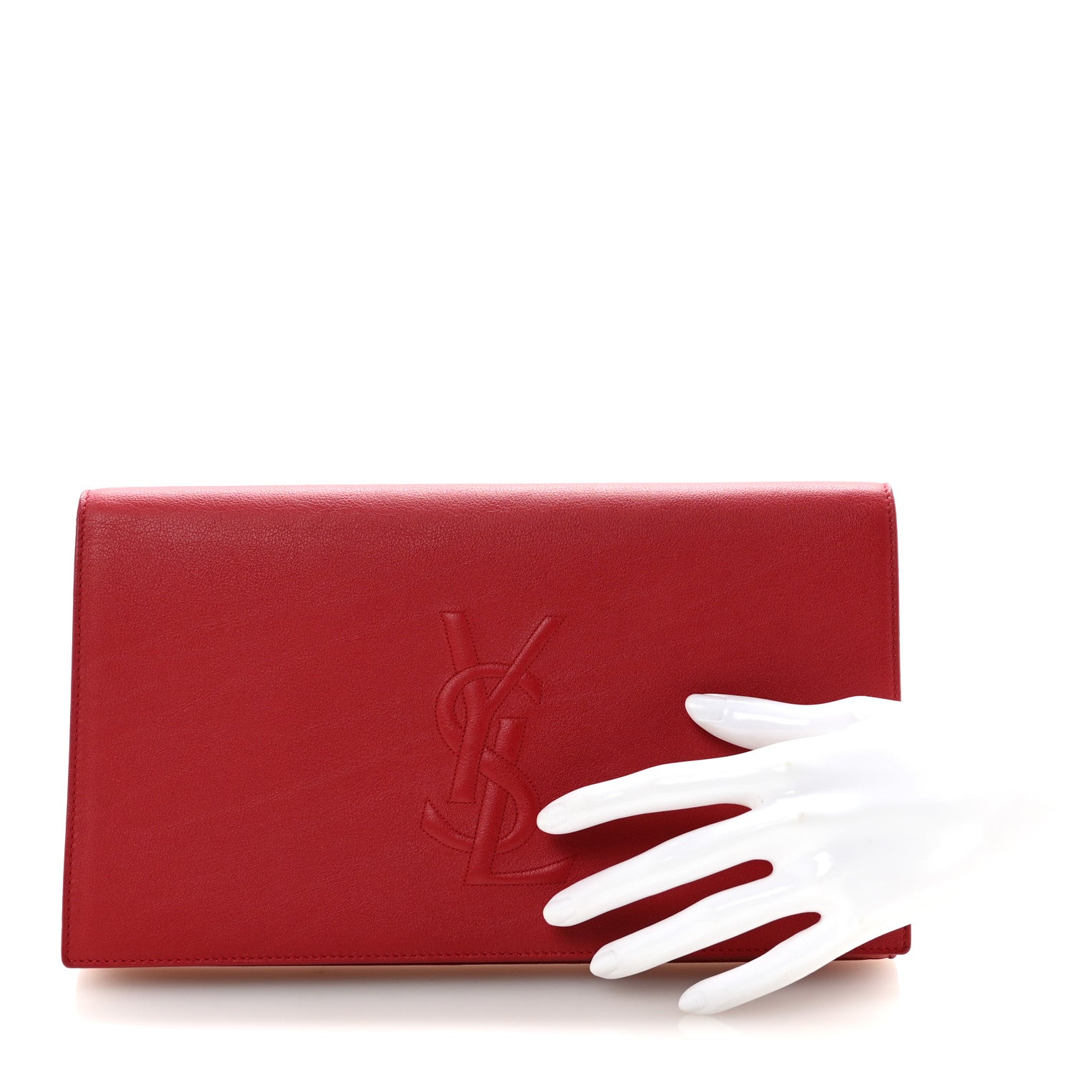 Saint Laurent Calfskin Monogram Large Belle De Jour Clutch Red 2 of 6