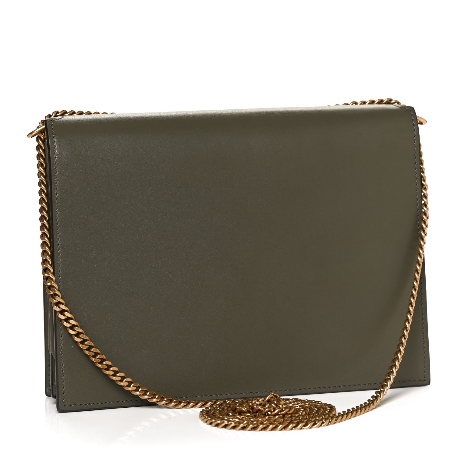 Saint Laurent Smooth Calfskin Suede Monogram Cassandra Clasp Bag Olive Green 3 of 10