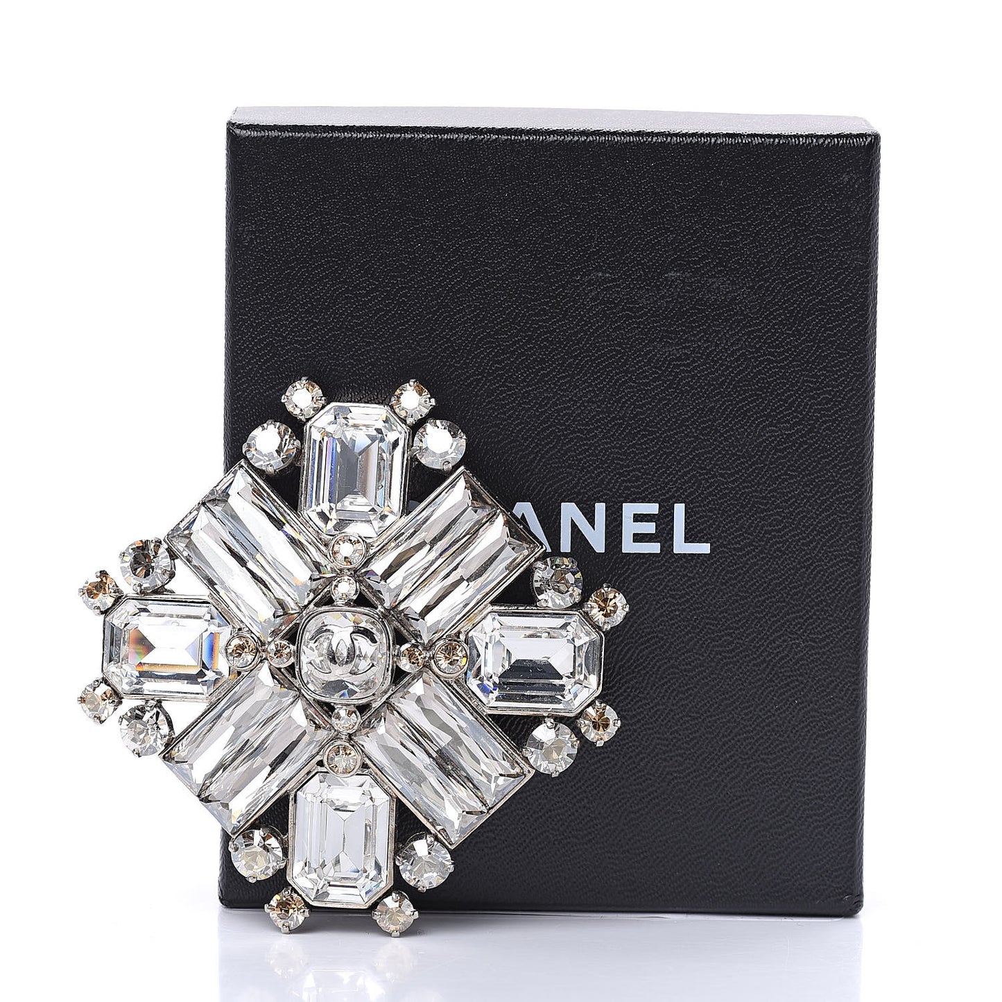 Swarovski Crystal Baguette Large CC Brooch Silver Gold