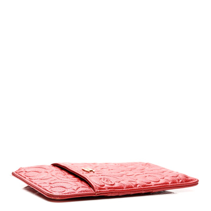 Chanel Caviar Camellia Embossed Classic Flat Wallet Pouch Red 4 of 8
