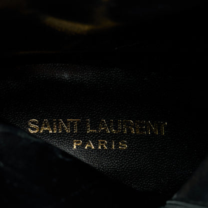 Saint Laurent Shiny Snakeskin Joplin Buckle Booties 37.5 Black 8 of 9