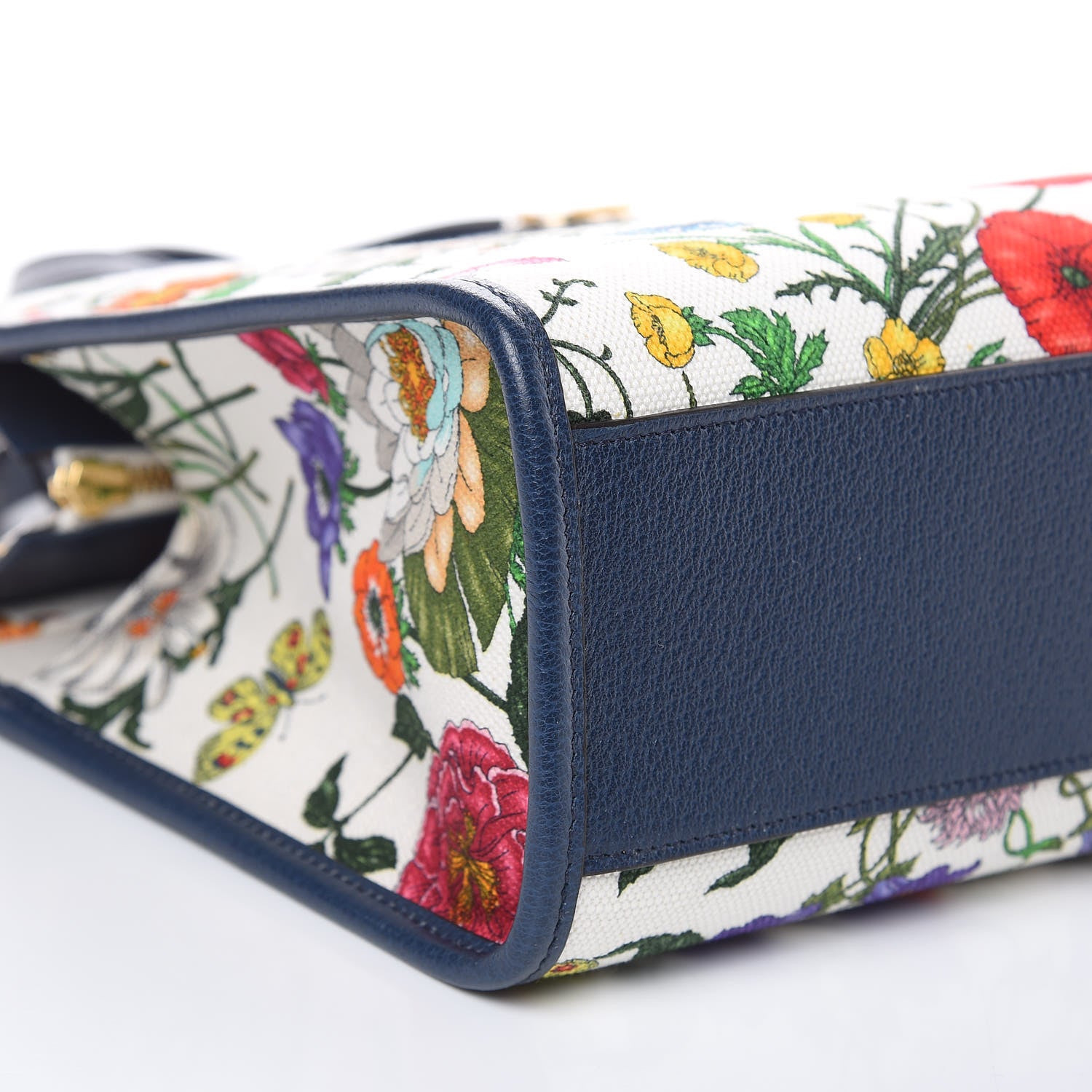 Gucci Canvas Medium Flora Tote White Multicolor Blue Agata 8 of 11