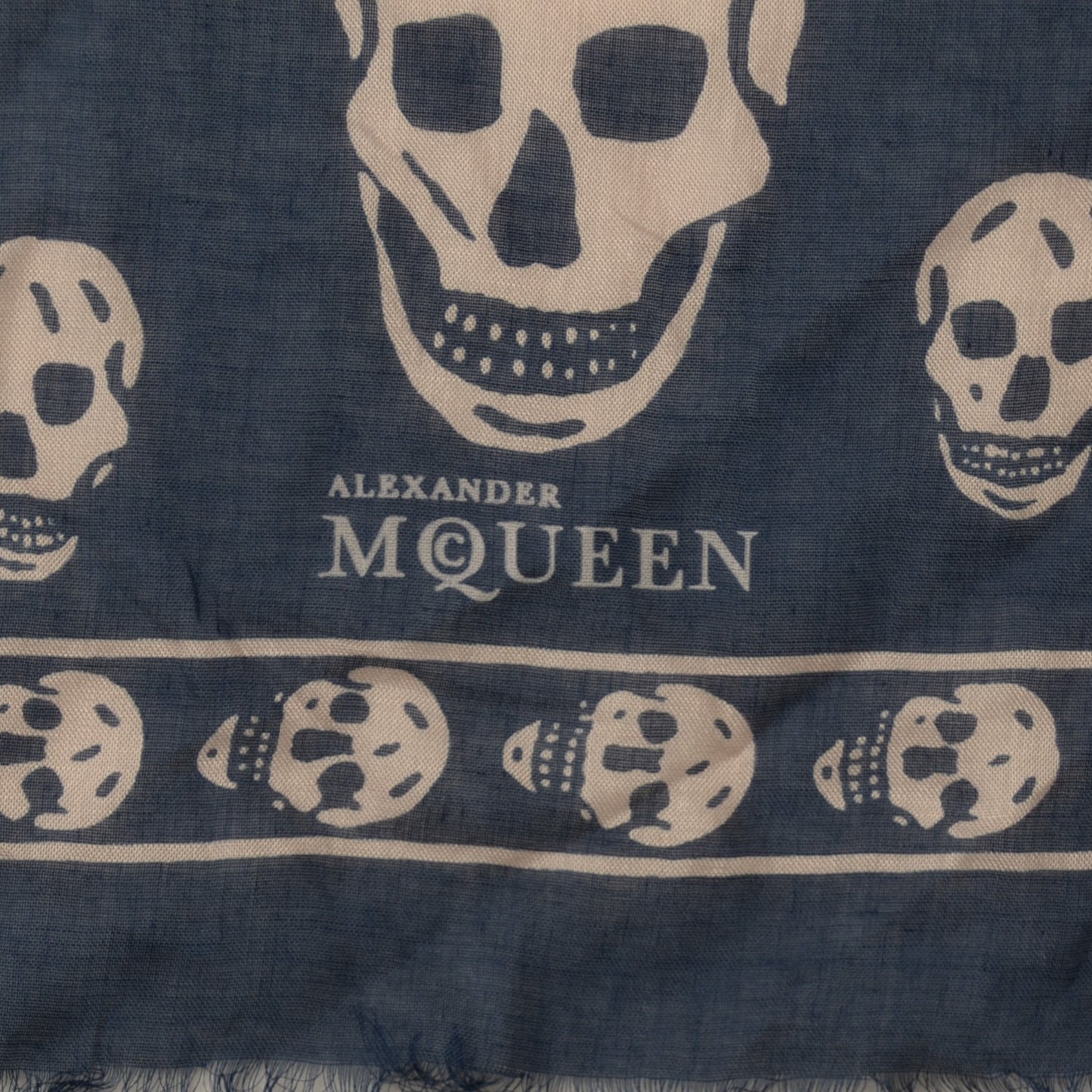 Modal Silk Skull Scarf Navy