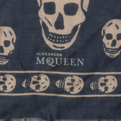 Alexander McQueen Modal Silk Skull Scarf Navy 4 of 7