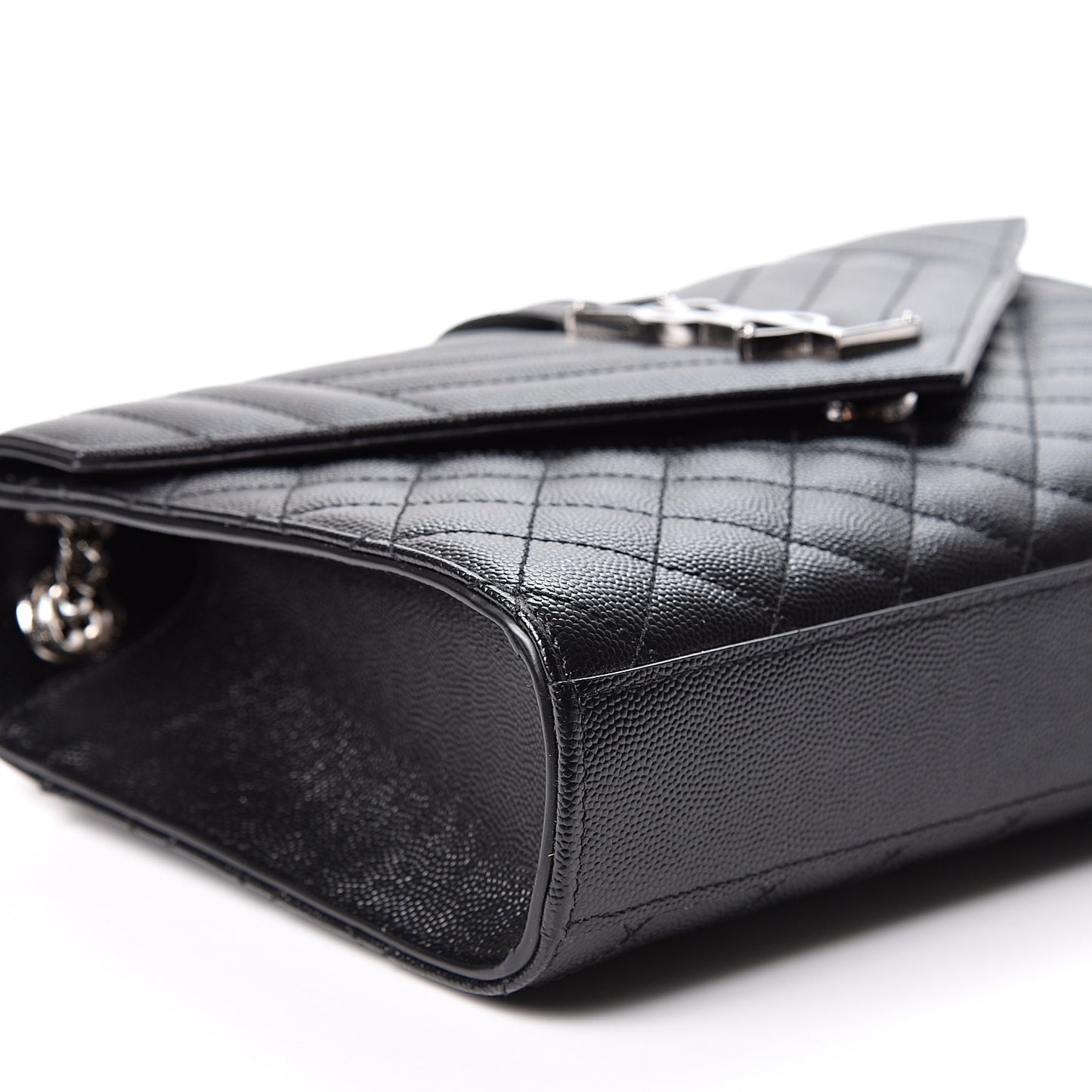 Grain De Poudre Textured Mixed Matelasse Triquilt Medium Monogram Satchel Black