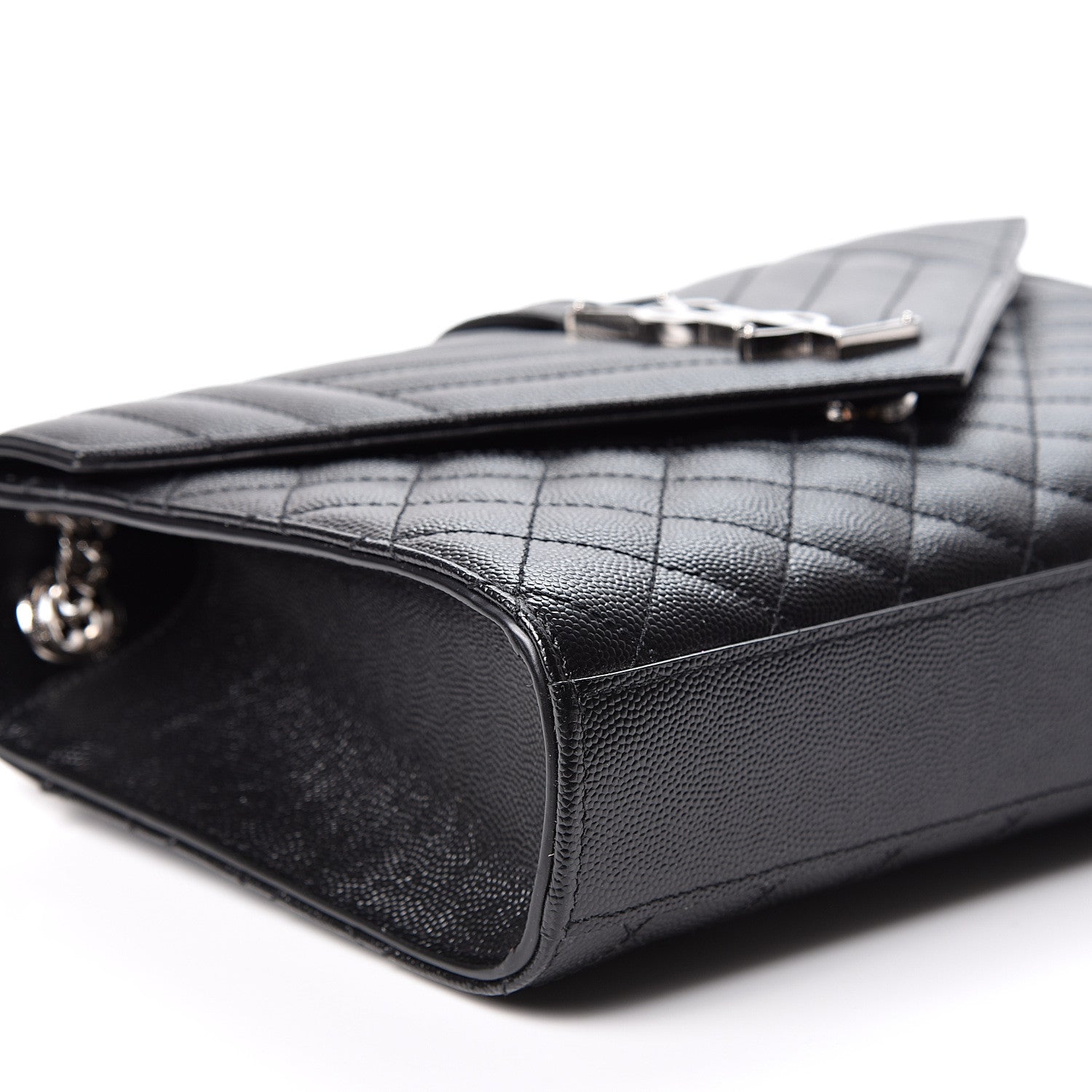 Saint Laurent Grain De Poudre Textured Mixed Matelasse Triquilt Medium Monogram Satchel Black 8 of 9