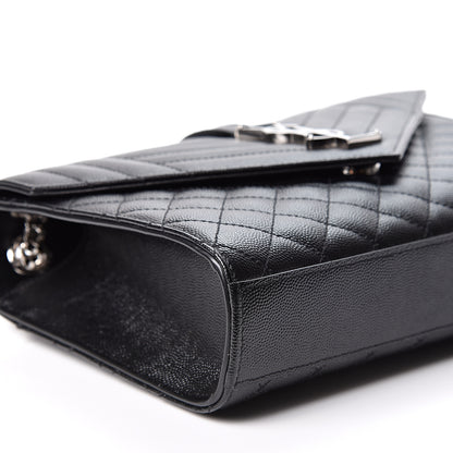 Saint Laurent Grain De Poudre Textured Mixed Matelasse Triquilt Medium Monogram Satchel Black 8 of 9
