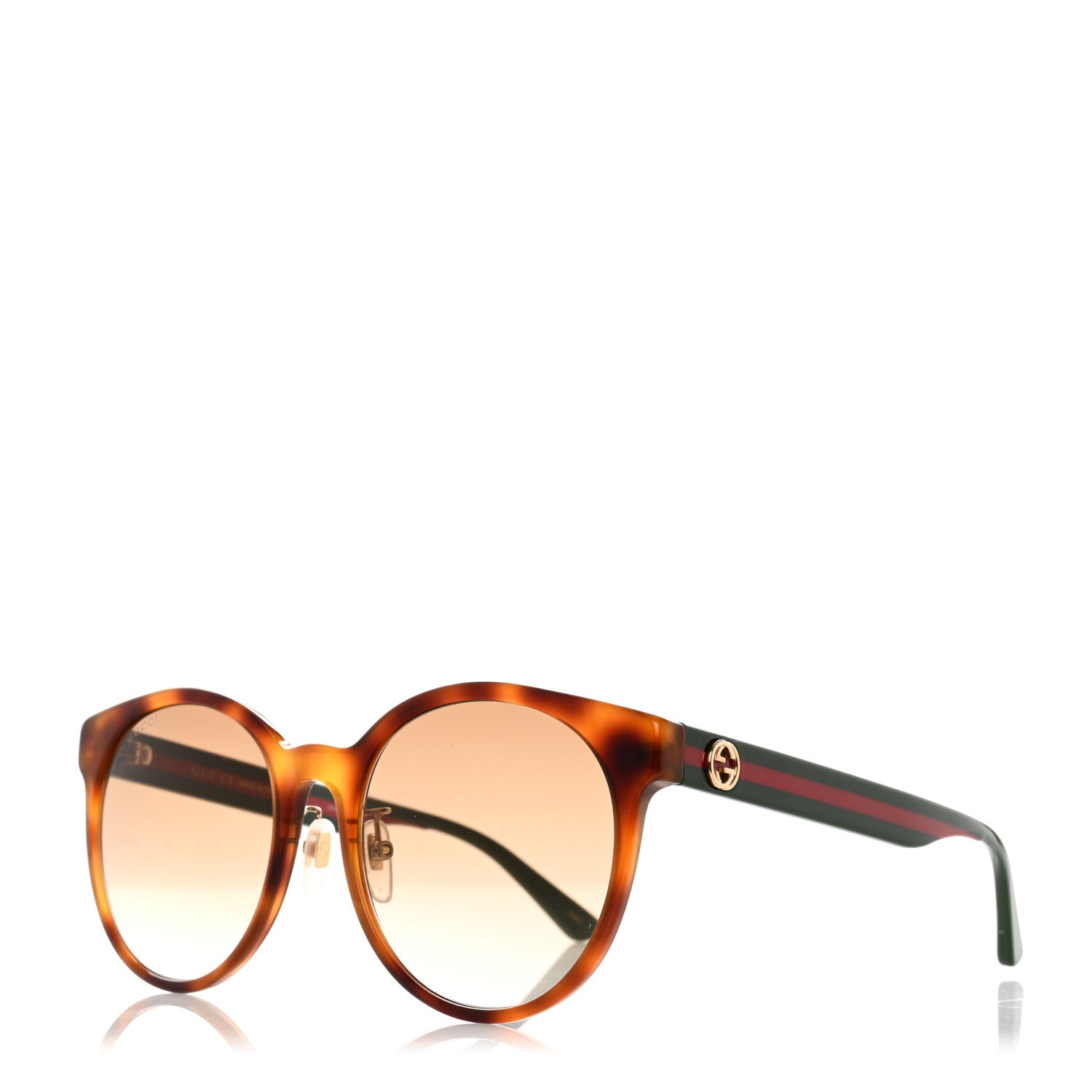Gucci Acetate Round Eye GG Web Sunglasses GG0854SK Tortoise 1 of 8