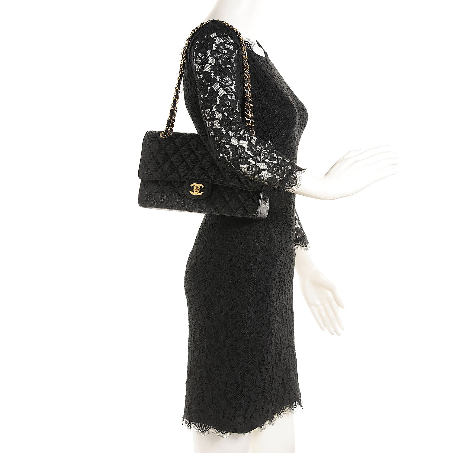 Chanel Caviar Quilted Medium Double Flap Black 2 of 8