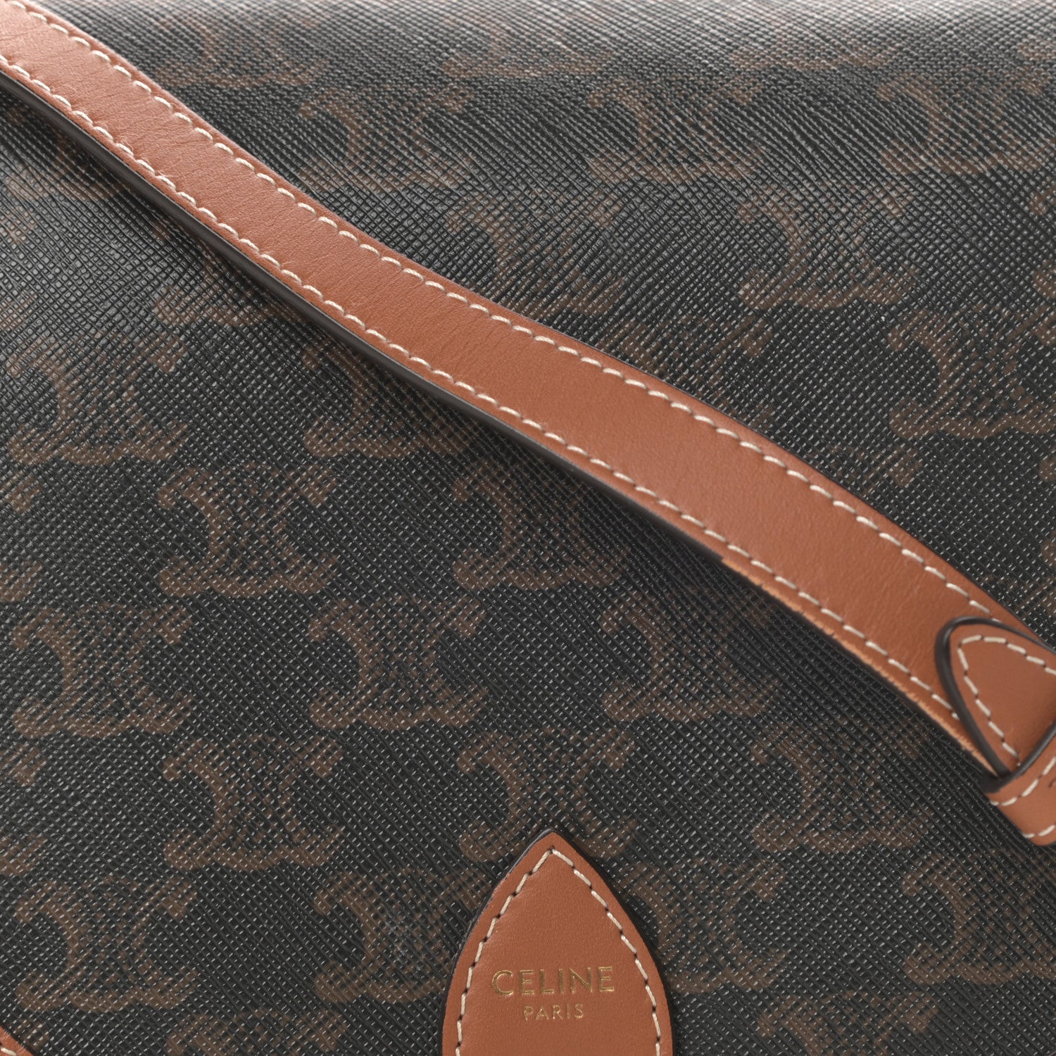 Celine Triomphe Canvas Medium Folco Bag Tan 8 of 10