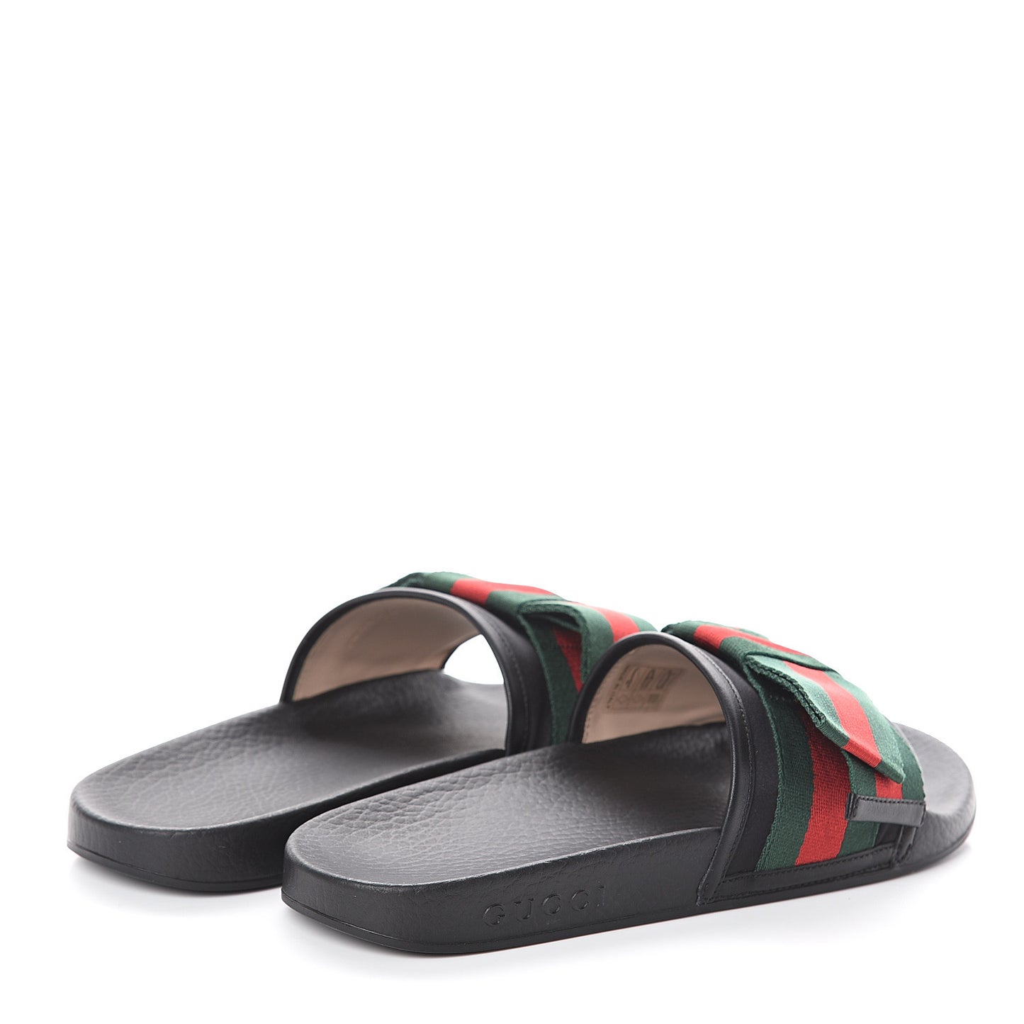 Satin Web Bow Slide Sandals 37 Black