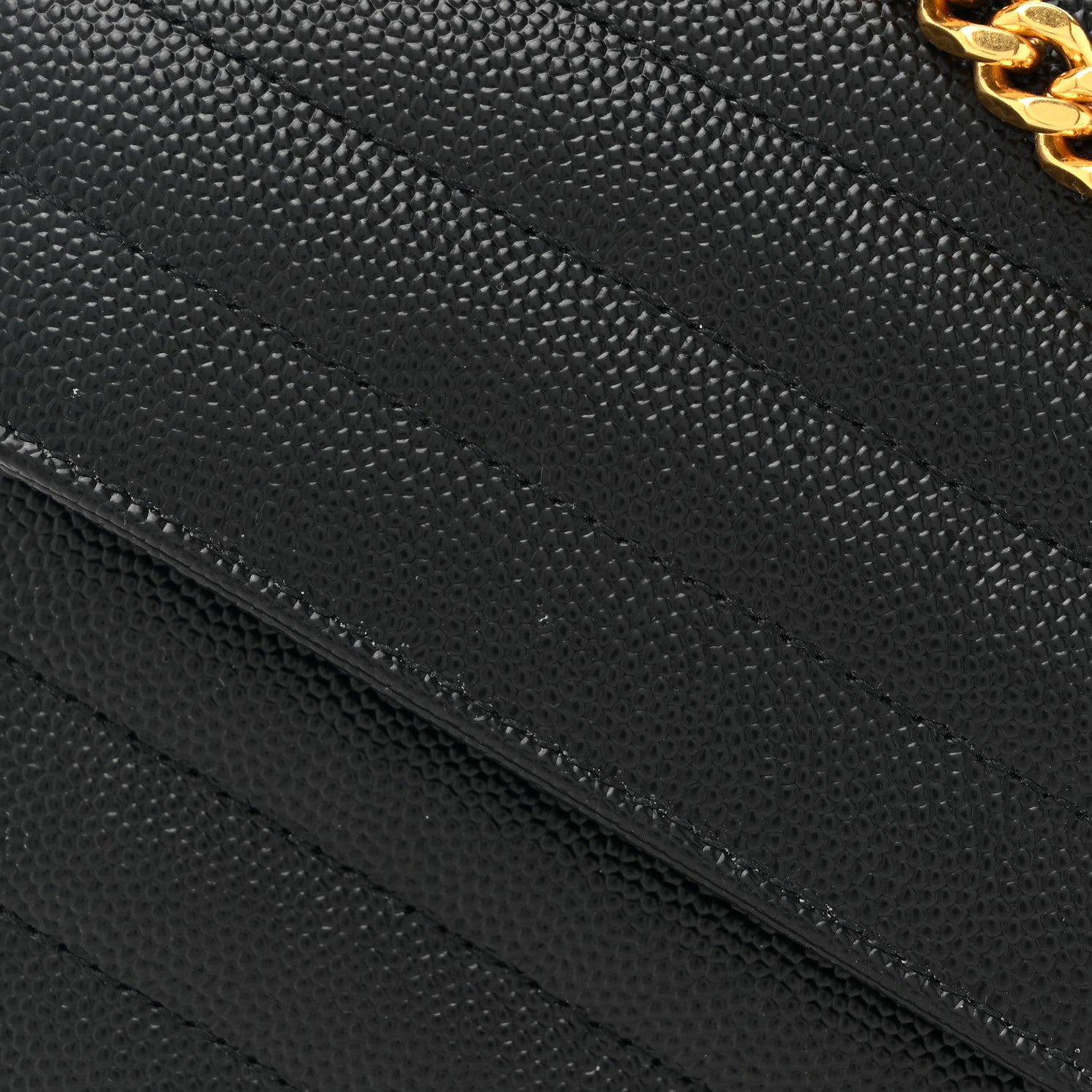 Saint Laurent Grain De Poudre Matelasse Chevron Monogram Chain Wallet Black 9 of 12