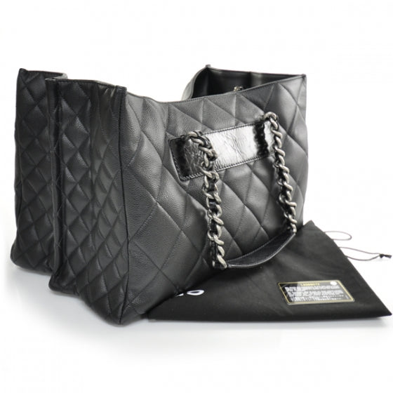 Caviar Quilted Coco Casual Tote Black
