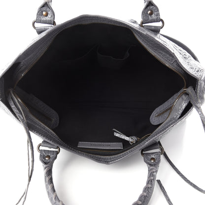 Balenciaga Calfskin Crocodile Embossed Classic Hardware City Gris Beton 5 of 13