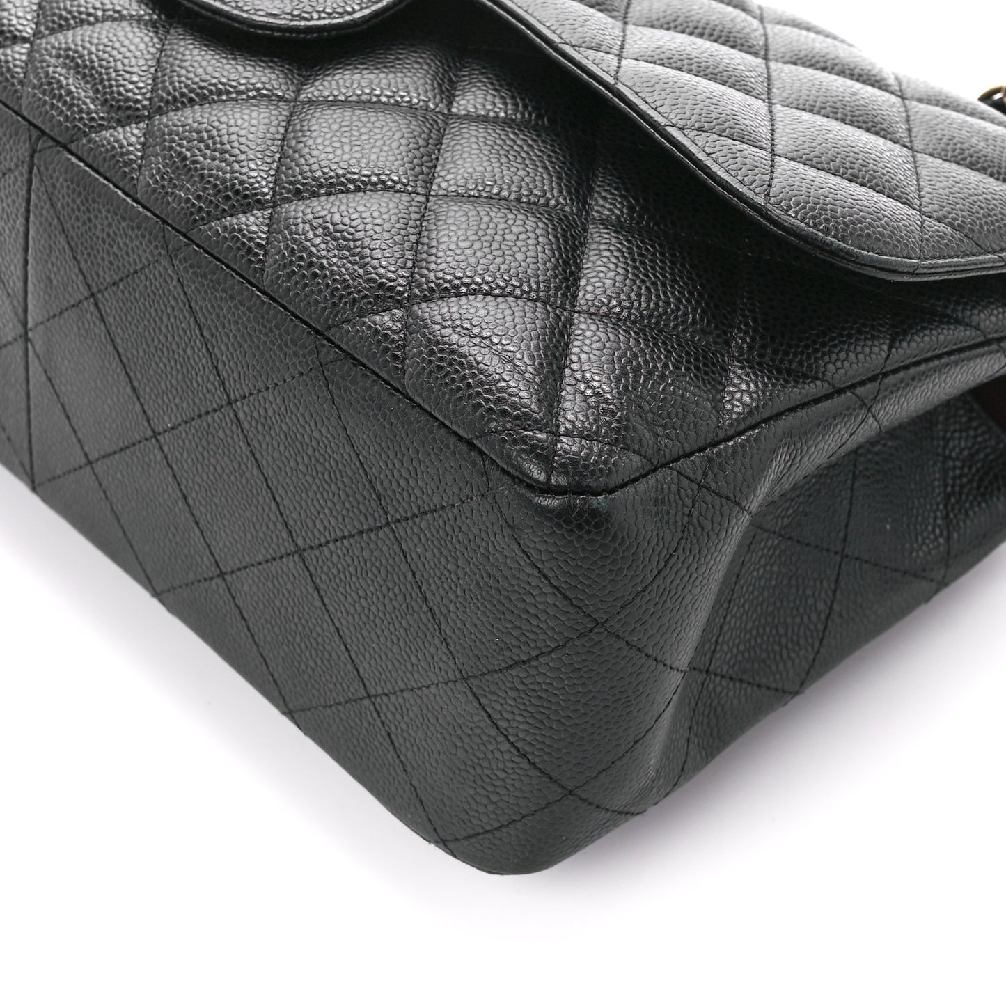 Caviar Quilted Jumbo Double Flap Black