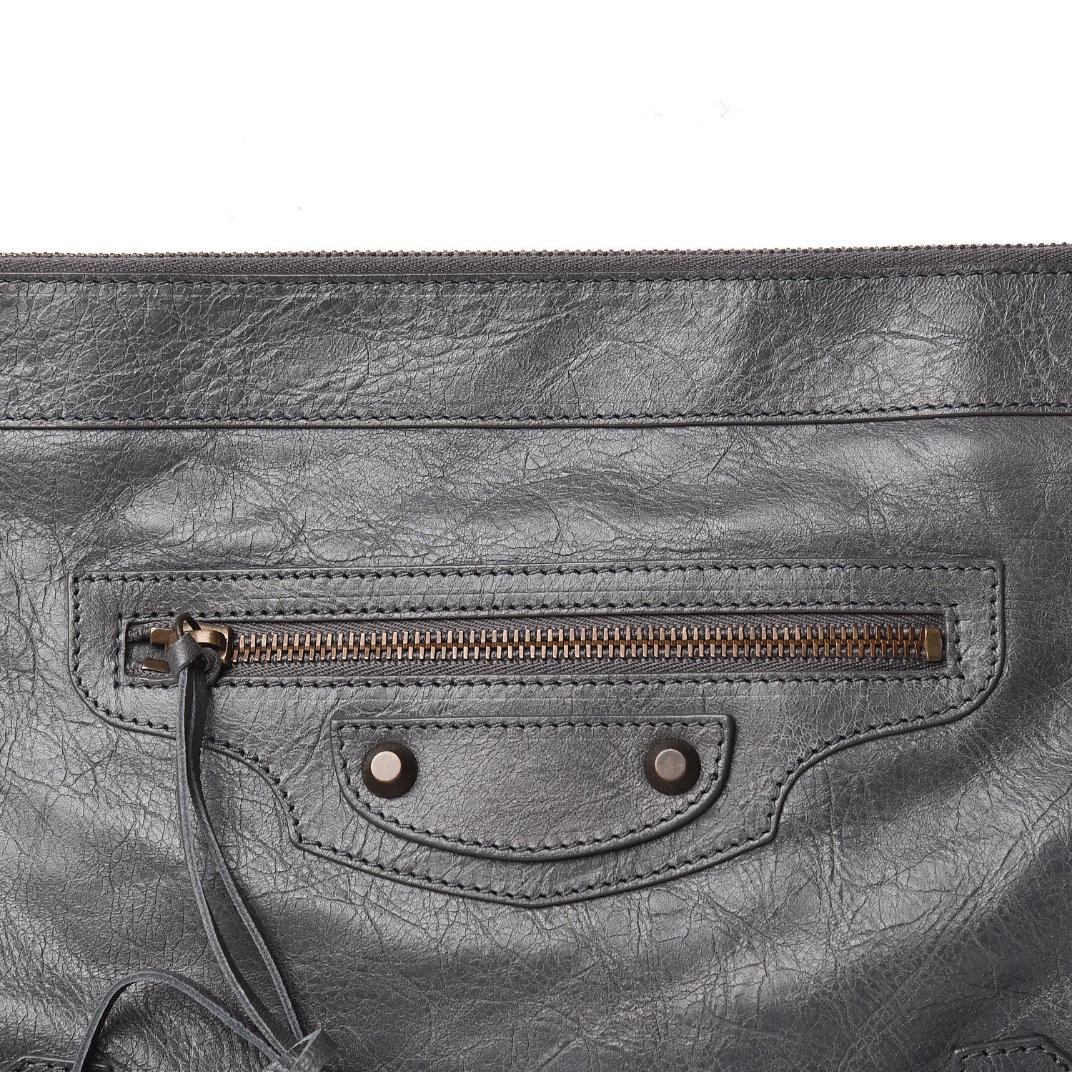 Balenciaga Agneau Classic Hardware Flat Handle Clutch Gris Tarmac 8 of 10