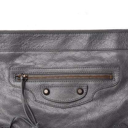 Balenciaga Agneau Classic Hardware Flat Handle Clutch Gris Tarmac 8 of 10