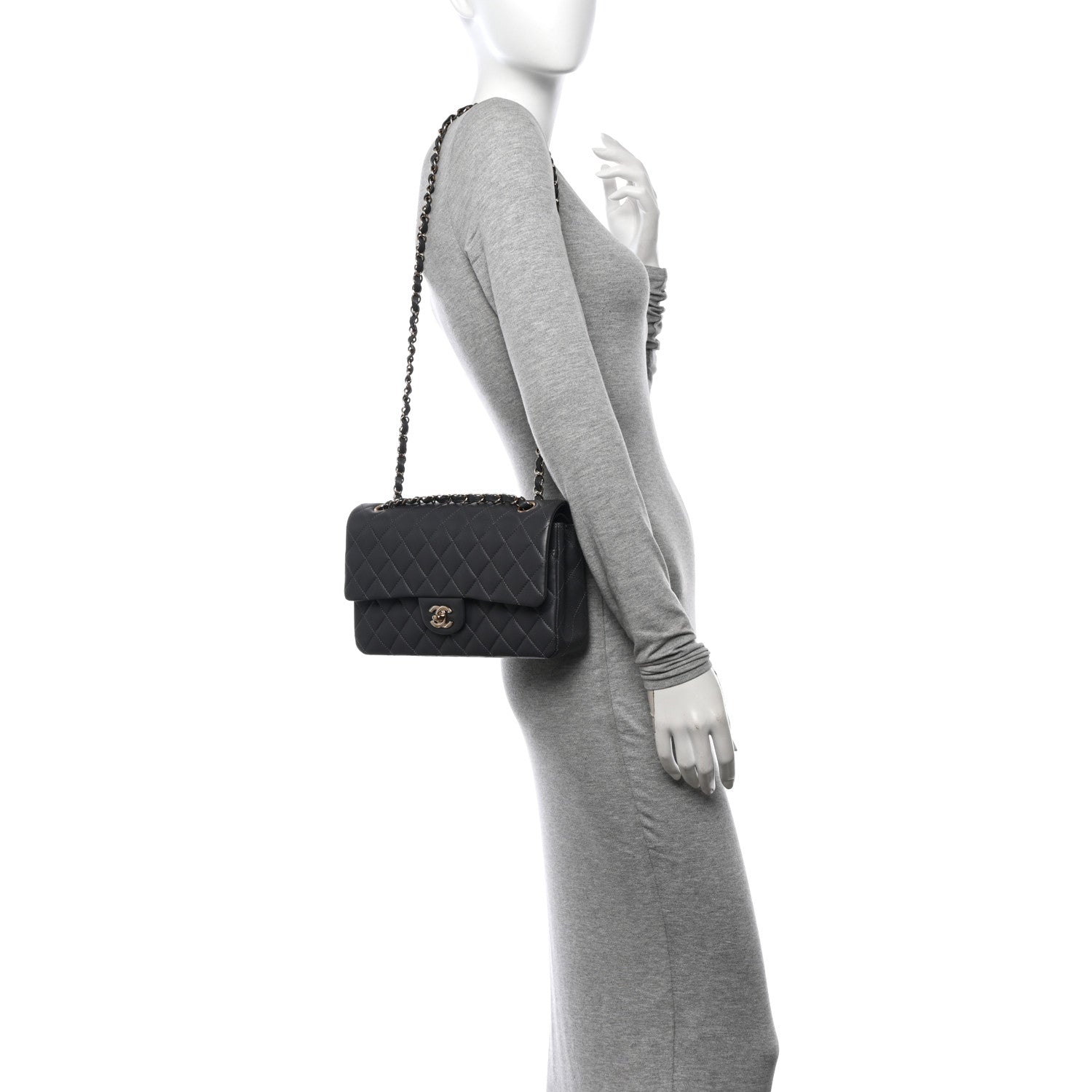 Chanel Lambskin Quilted Medium Double Flap Dark Grey 2 of 12