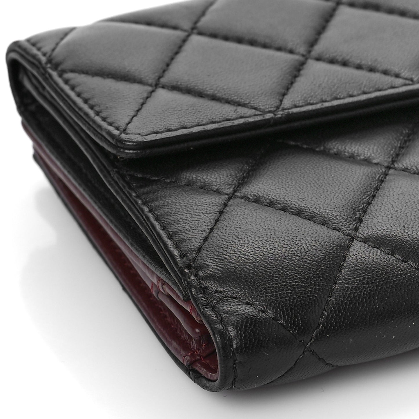 Lambskin Quilted Long Flap Wallet Black