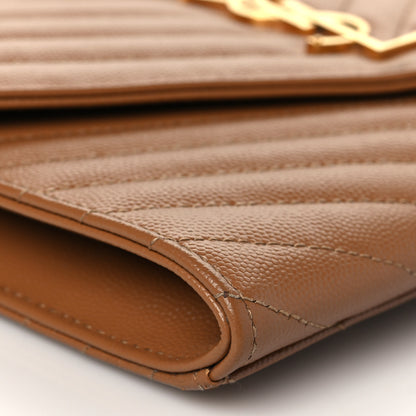 Saint Laurent Grain De Poudre Matelasse Chevron Monogram Cassandre Flap Pouch Natural Dark 9 of 11