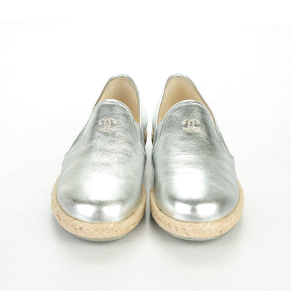 Chanel Crumpled Lambskin CC Espadrilles 39 Silver 2 of 8