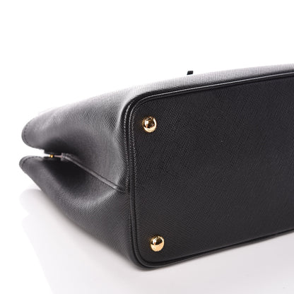 Prada Saffiano Cuir Small Double Bag Black Mughetto 8 of 9