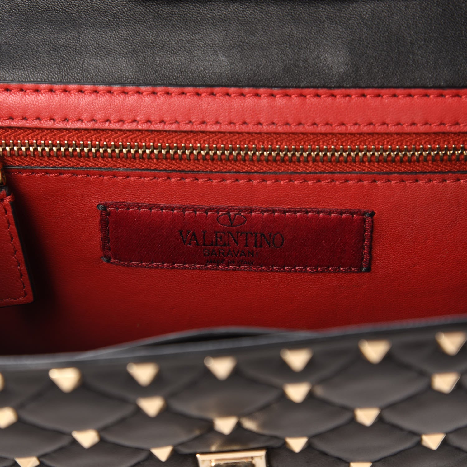 Valentino Garavani Lambskin Rockstud Spike Wallet on Chain Black 8 of 10